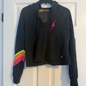 Aviator Nation Black Hoodie with Neon Accents